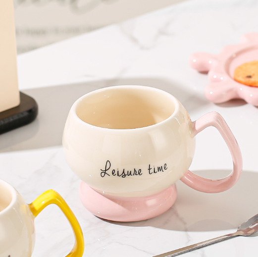 Two-Tone Ceramic Coffee Mug – Creative Macaron Color Mug