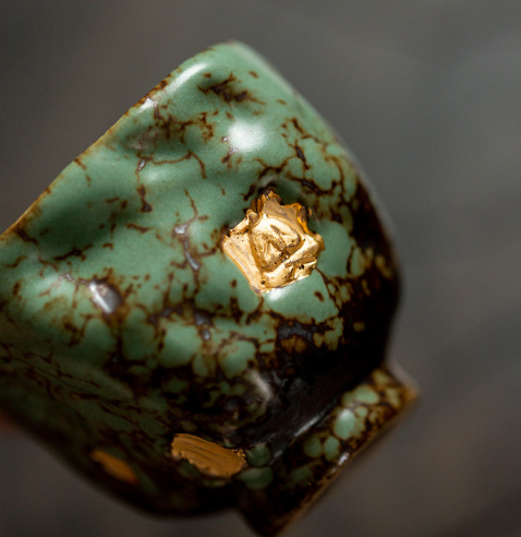 Moss Rock Antique Master Tea Cup – Emerald Green Ceramic Gongfu Cup