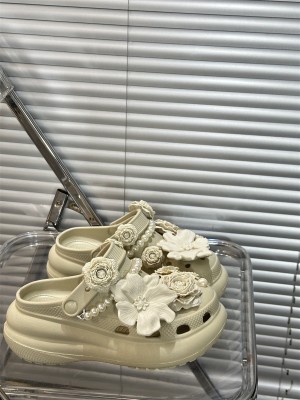 Women’s Flower Platform Clogs 6cm Thick Sole Summer Slip-On Sandals