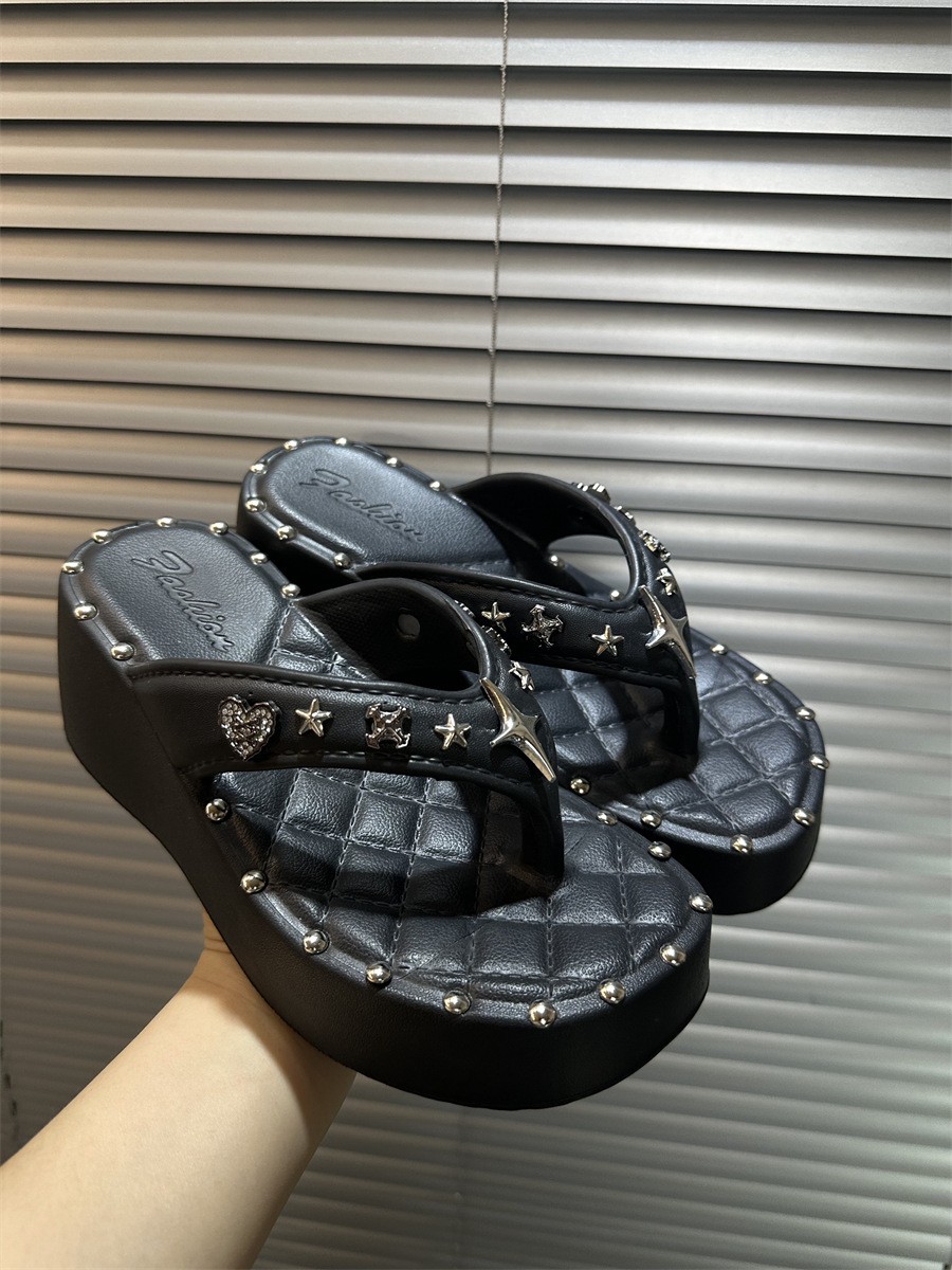 Women’s 7cm Platform Star Flip Flops Thick Sole Summer Slippers