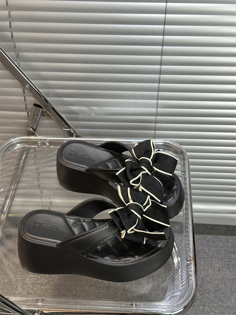 Women’s Cute Bowknot EVA Platform Flip Flops Summer Casual Beach Sandals